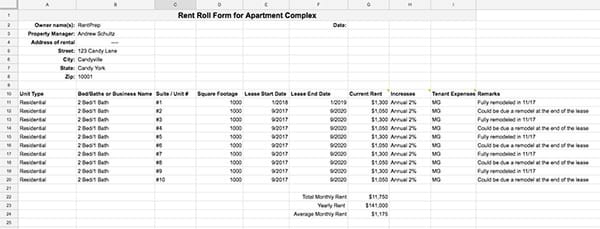 rent roll templates